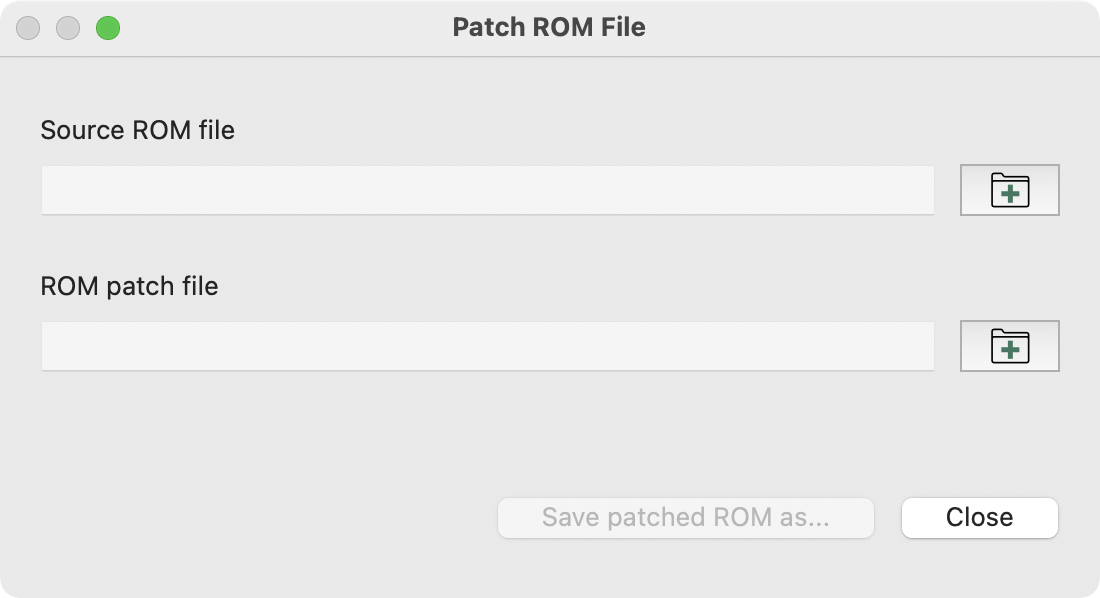 Patch ROM File dialog box