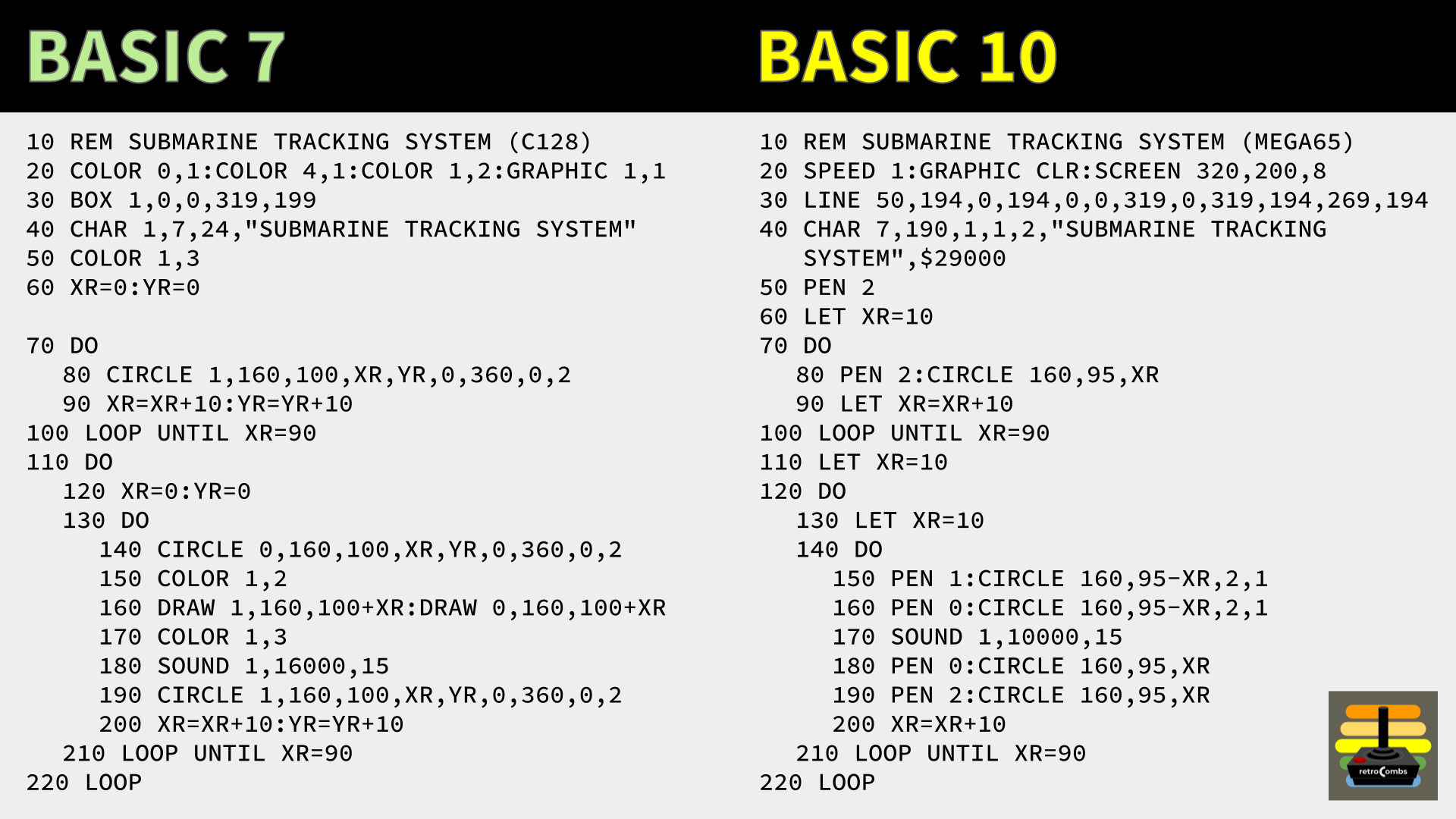 Compare the C128 and MEGA65 versions