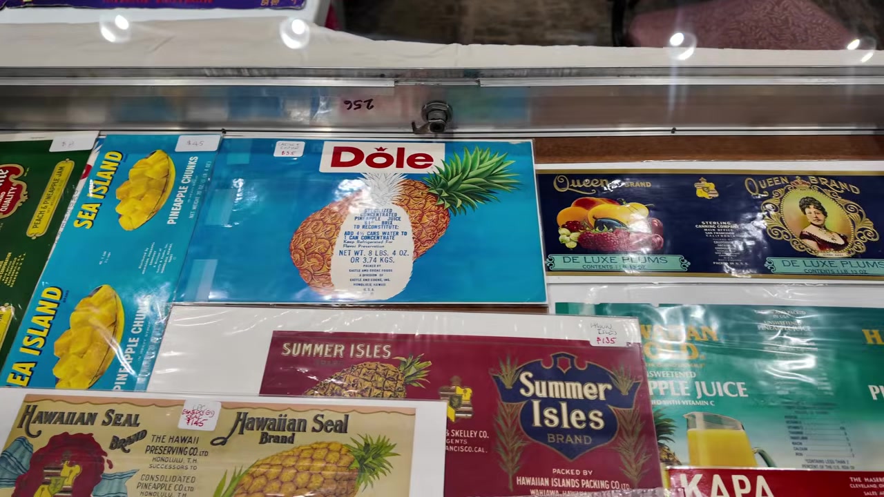 Vintage Dole, Hawaiian Seal, Summer Isles, and Kapa pineapple labels
